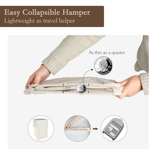 Laundry Hamper Collapsible with 2 Washable Laundry Bags, Dirty Clothes Hamper for College Dorm