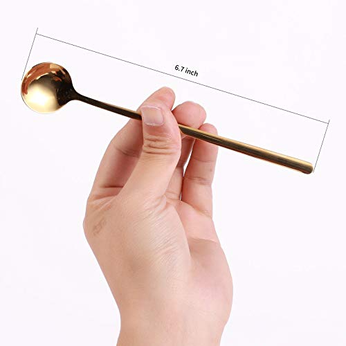 Boho Gold Coffee Spoons Set - 4 Pieces, 6.7 Inches Stainless Steel Tea and Espresso Stirring Spoons
