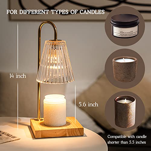 Marycele Candle Warmer Lamp, Electric Candle Lamp Warmer, Gifts for Mom, Bedroom Home Decor Dimmable Wax Melt Warmer for Scented Wax with 2 Bulbs, Jar Candles