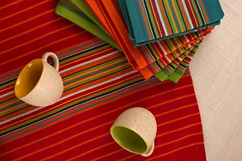 Boho Kitchen Dish Towels, Salsa Stripe, 100% Natural Absorbent Cotton, 28 x 16 inches, Pack of 12-Multi Color