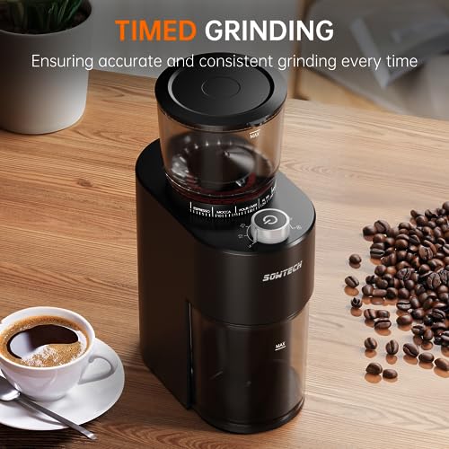 Coffee Grinder with Adjustable Settings and Precision Timer for Home Coffee Bar