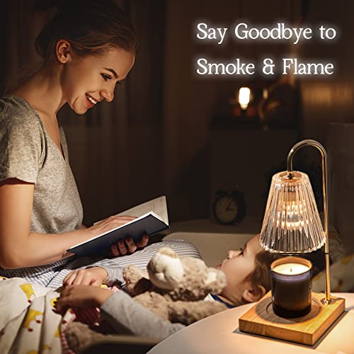Marycele Candle Warmer Lamp, Electric Candle Lamp Warmer, Gifts for Mom, Bedroom Home Decor Dimmable Wax Melt Warmer for Scented Wax with 2 Bulbs, Jar Candles
