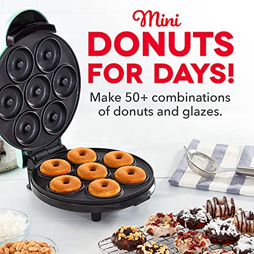 Mini Donut Maker Machine for Kid-Friendly Breakfast, Snacks, Desserts - Makes 7 Doughnuts
