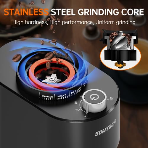 Coffee Grinder with Adjustable Settings and Precision Timer for Home Coffee Bar