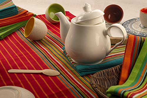 Boho Kitchen Dish Towels, Salsa Stripe, 100% Natural Absorbent Cotton, 28 x 16 inches, Pack of 12-Multi Color