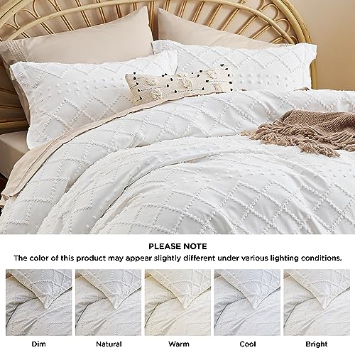 Boho Embroidered Duvet Cover Set for Queen Bed - Shabby Chic Home Bedding