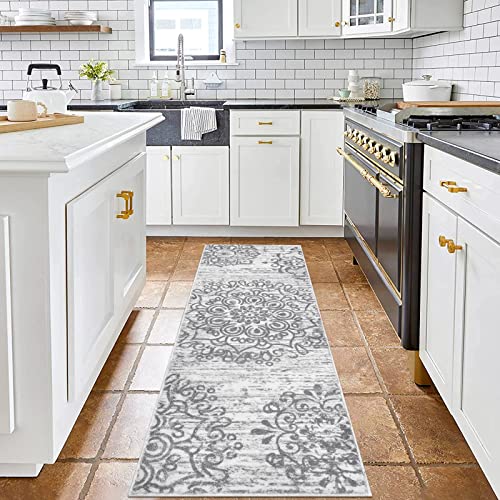 Boho Distressed Runner Rug - 2x6ft Vintage Area Rug for Hallways or Entryway