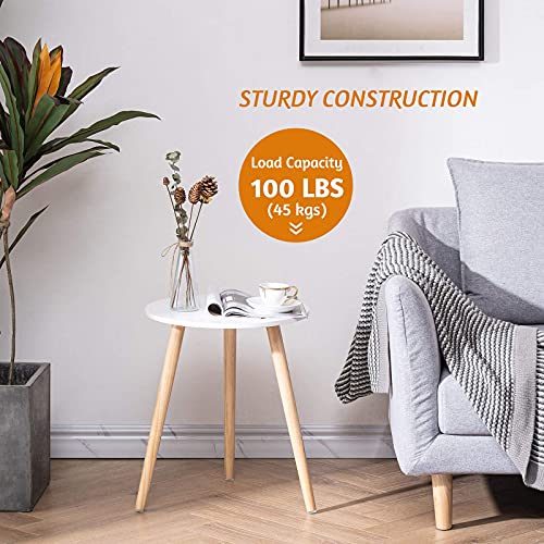 Boho Round Side Table - 16.5 x 20.5 Inches Modern Nightstand for Living Room, Bedroom, Small Spaces