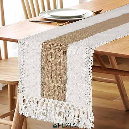 Rustic Boho Macrame Table Runner - 72 Inches Long with Tassels - Ideal for Home Decor, Dining, and Bedroom