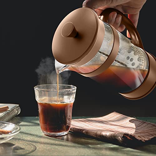 Utopia Kitchen - French Press Espresso - Tea and Coffee Maker with Triple Filters 34 Ounce, Stainless Steel Plunger and Heat Resistant Borosilicate Glass - Brown
