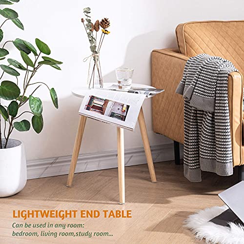 Boho Round Side Table - 16.5 x 20.5 Inches Modern Nightstand for Living Room, Bedroom, Small Spaces