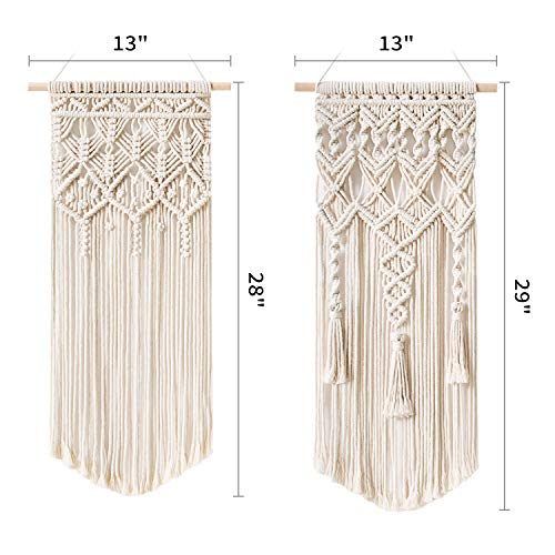 Boho Macrame Woven Wall Hanging Set, Chic Bohemian Geometric Art Decor, Perfect for Bedroom, Nursery, or Apartment, 28" L x 13" W, Cute Gift