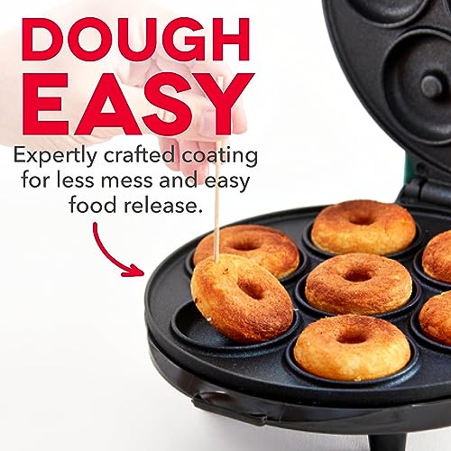 Mini Donut Maker Machine for Kid-Friendly Breakfast, Snacks, Desserts - Makes 7 Doughnuts