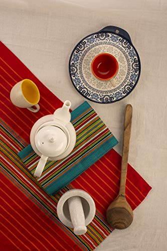 Boho Kitchen Dish Towels, Salsa Stripe, 100% Natural Absorbent Cotton, 28 x 16 inches, Pack of 12-Multi Color