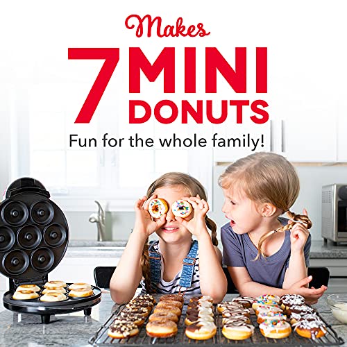 Mini Donut Maker Machine for Kid-Friendly Breakfast, Snacks, Desserts - Makes 7 Doughnuts