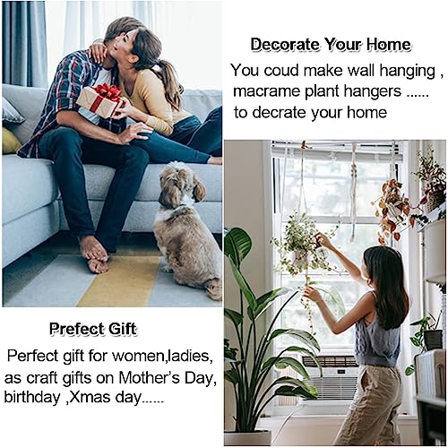 Easy Macrame Kit for Adults - Includes Wood Beads, Rings, Dowel, and Instructions for Macrame Plant Hangers and Wall Hangings, Perfect for Boho DIY Decor