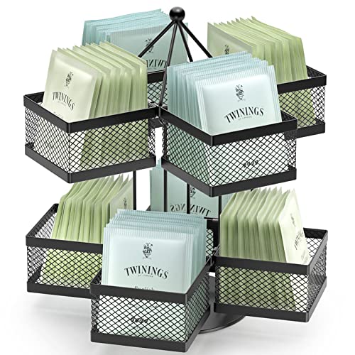 Tea Bag Organizer, Spinning Carousel 96 Teabags Container