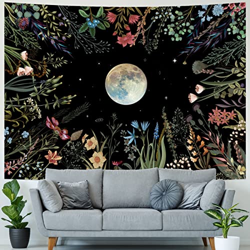 Moonlit Garden Tapestry - Floral Wall Hanging Decor - Budget Decor
