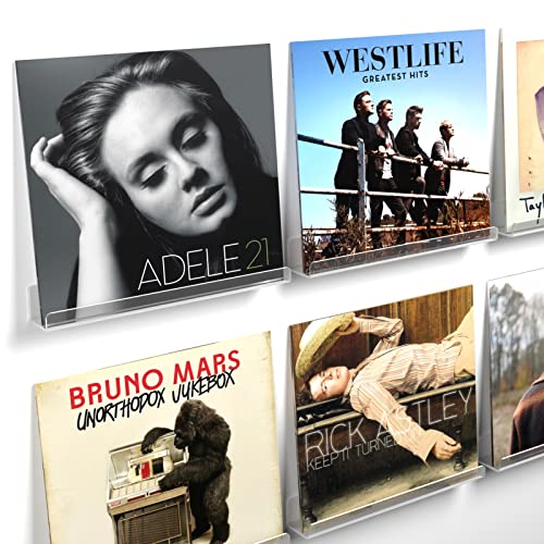 Vinyl Record Wall Mount Shelves - 6-Pack Clear Acrylic Holders for Boho Music Room