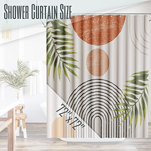 Modern Boho Shower Curtain - 72"x72" Stylish Mid Century Design for Bohemian Bathroom Decor