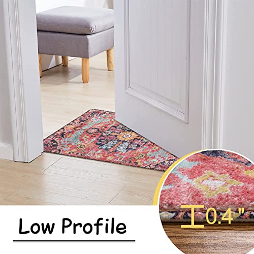 Boho Floral Medallion Round Rug - 3Ft Area Rug for Bedroom, Home Office, Washable Indoor Carpet