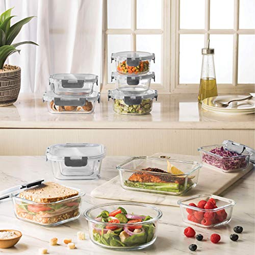 Glass Storage Containers with Lids - 24 Piece Set for Meal Prep and Leftovers