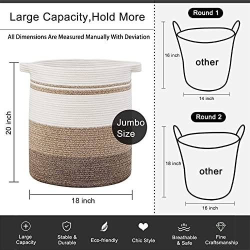 Laundry Basket Hamper with Handles, Decorative Woven Storage for Living Room, Toys, Pillows, Blankets, Clothes