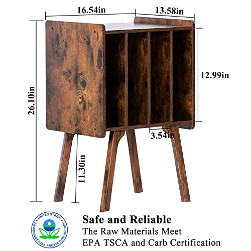 Retro Vinyl Record Storage Table - Mid-Century Style with Wood Legs