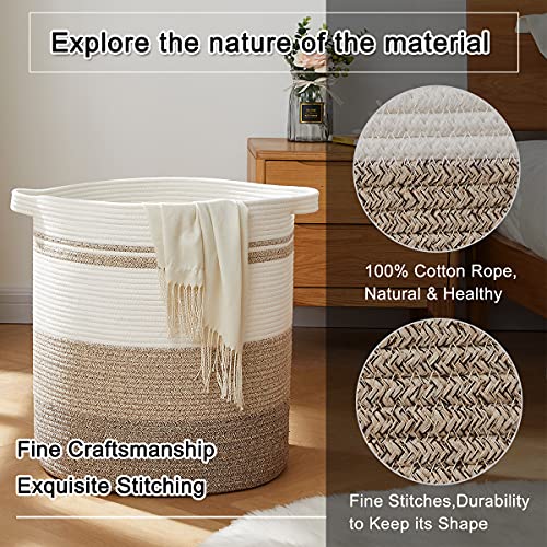 Laundry Basket Hamper with Handles, Decorative Woven Storage for Living Room, Toys, Pillows, Blankets, Clothes