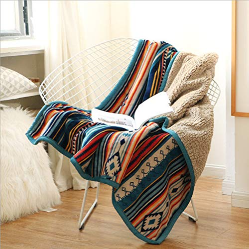 Boho Sherpa Throw 60'' x 50'' Soft Plush Flannel Throw Blankets for Bed/Couch/Sofa/HomeOffice