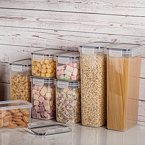 Airtight Food Storage Containers with Lids, 24 pcs Plastic Kitchen Pantry Organization Canisters for Cereal, Dry Food, Flour and Sugar, BPA Free, Includes 24 Labels