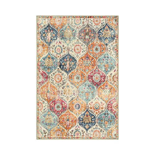 Boho Moroccan Trellis Area Rug, 2x3 Entry Rug Non-Slip Washable Indoor Door Mat