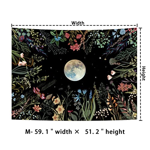 Moonlit Garden Tapestry - Floral Wall Hanging Decor - Budget Decor