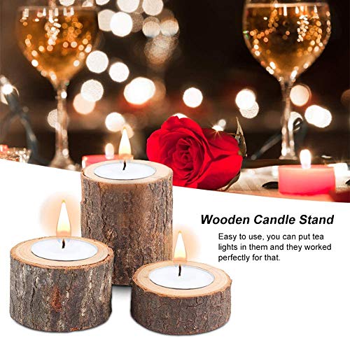 Wooden Tea Light Candle Holders for Wedding Centerpieces and Home Decoration - Set of 3