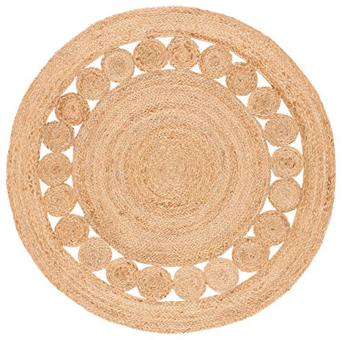 Boho Charm Jute Area Rug, 3' Round, Natural Fiber