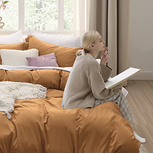 Boho Honey Duvet Cover Set for Queen Bed - Soft Prewashed (90x90 Inches, 3 Pieces)