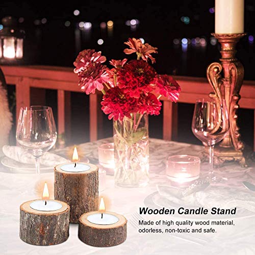 Wooden Tea Light Candle Holders for Wedding Centerpieces and Home Decoration - Set of 3