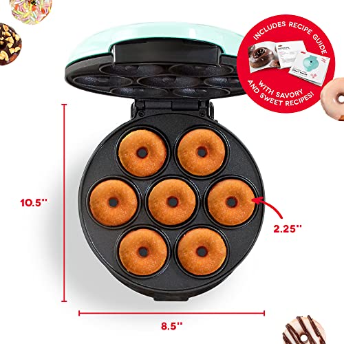 Mini Donut Maker Machine for Kid-Friendly Breakfast, Snacks, Desserts - Makes 7 Doughnuts