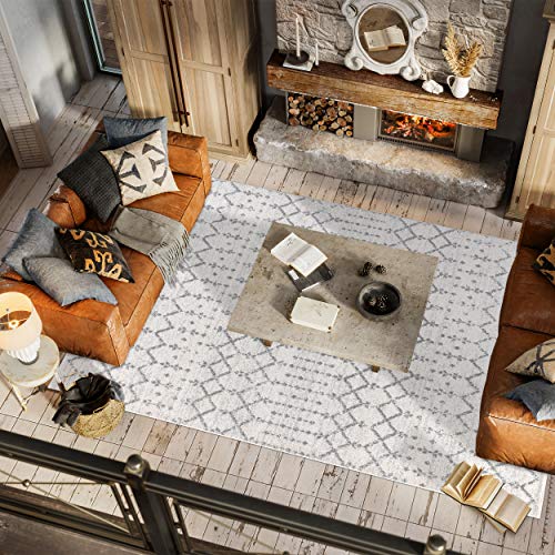 Boho Diamond Area Rug - Non-Shedding, Stain Resistant, Easy-Clean, Pet Friendly