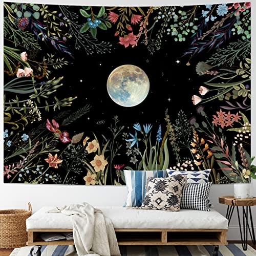 Moonlit Garden Tapestry - Floral Wall Hanging Decor - Budget Decor