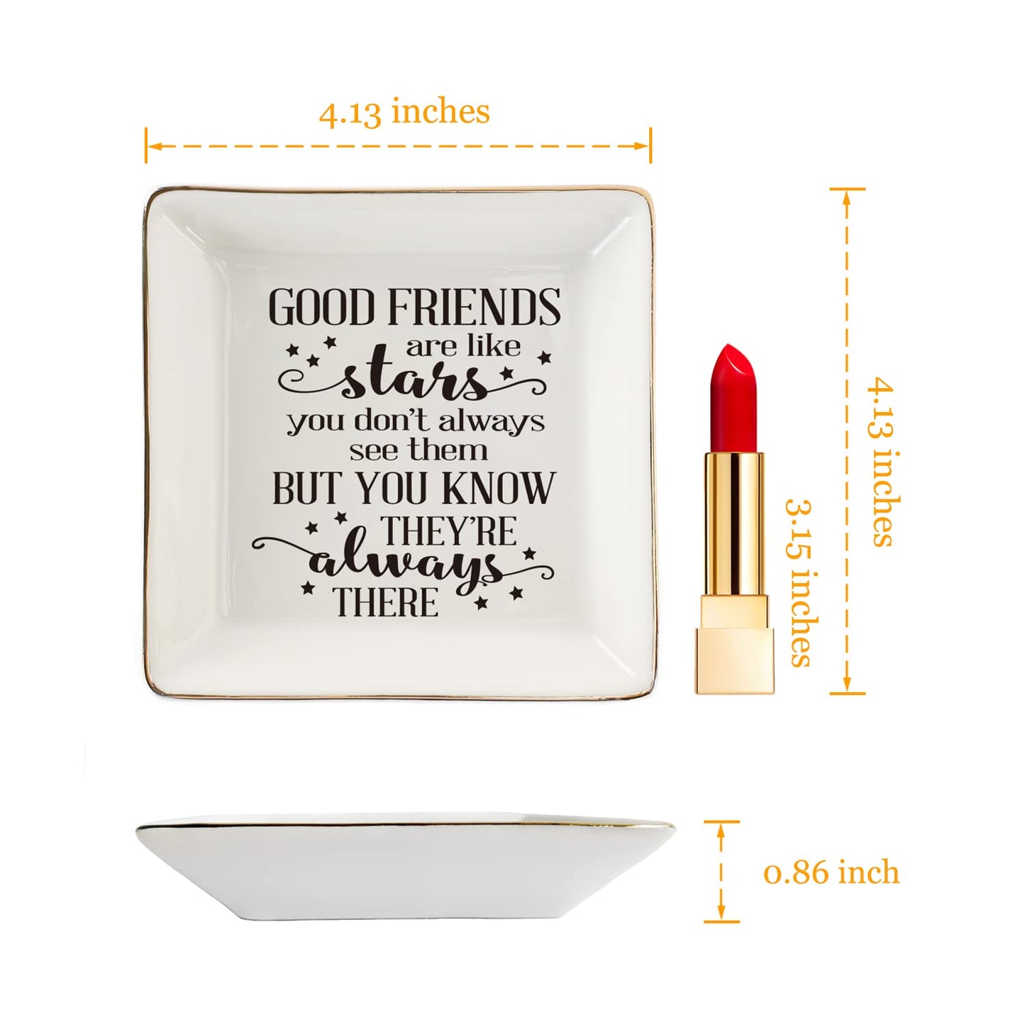 Boho Friends Trinket Dish Jewelry Tray - "Good Friends are Like Stars"