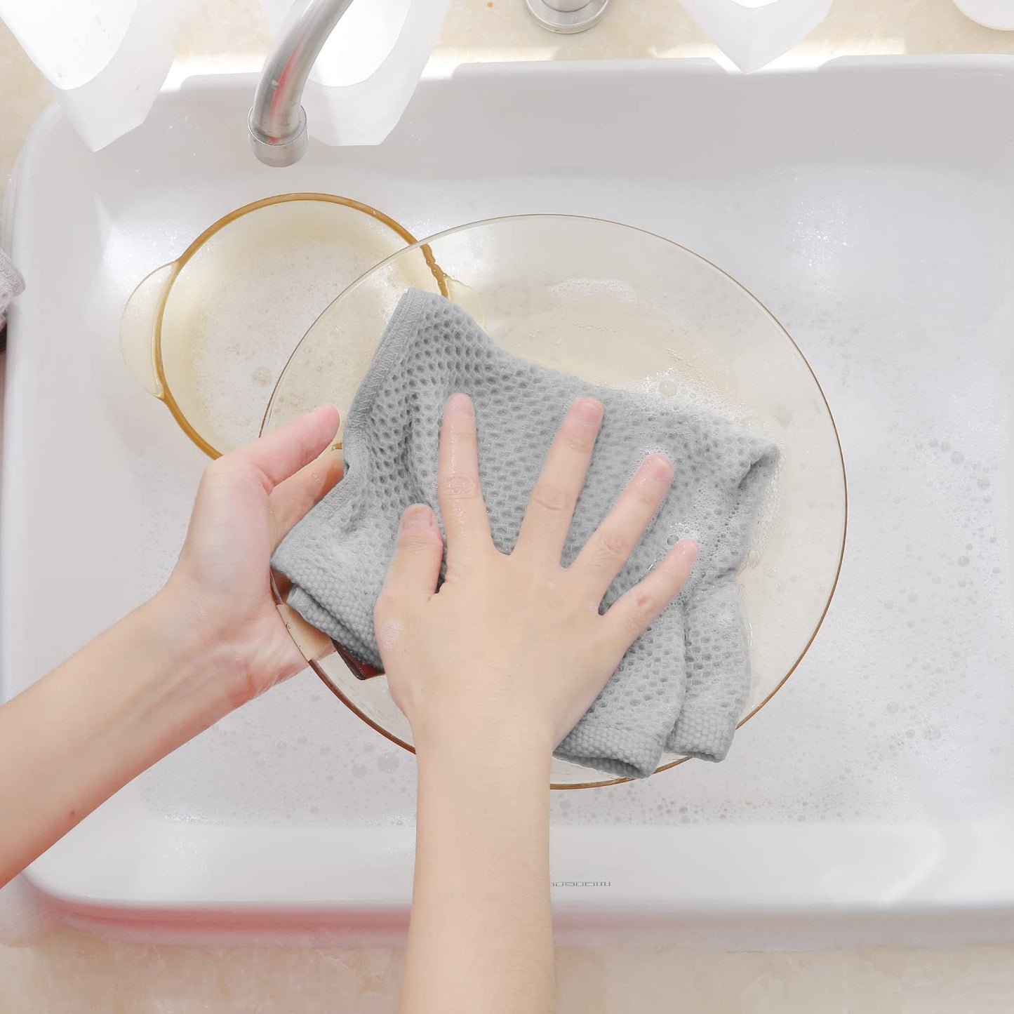 Cotton Kitchen Dish Cloths - Soft & Absorbent, 12x12 Inches, 6-Pack