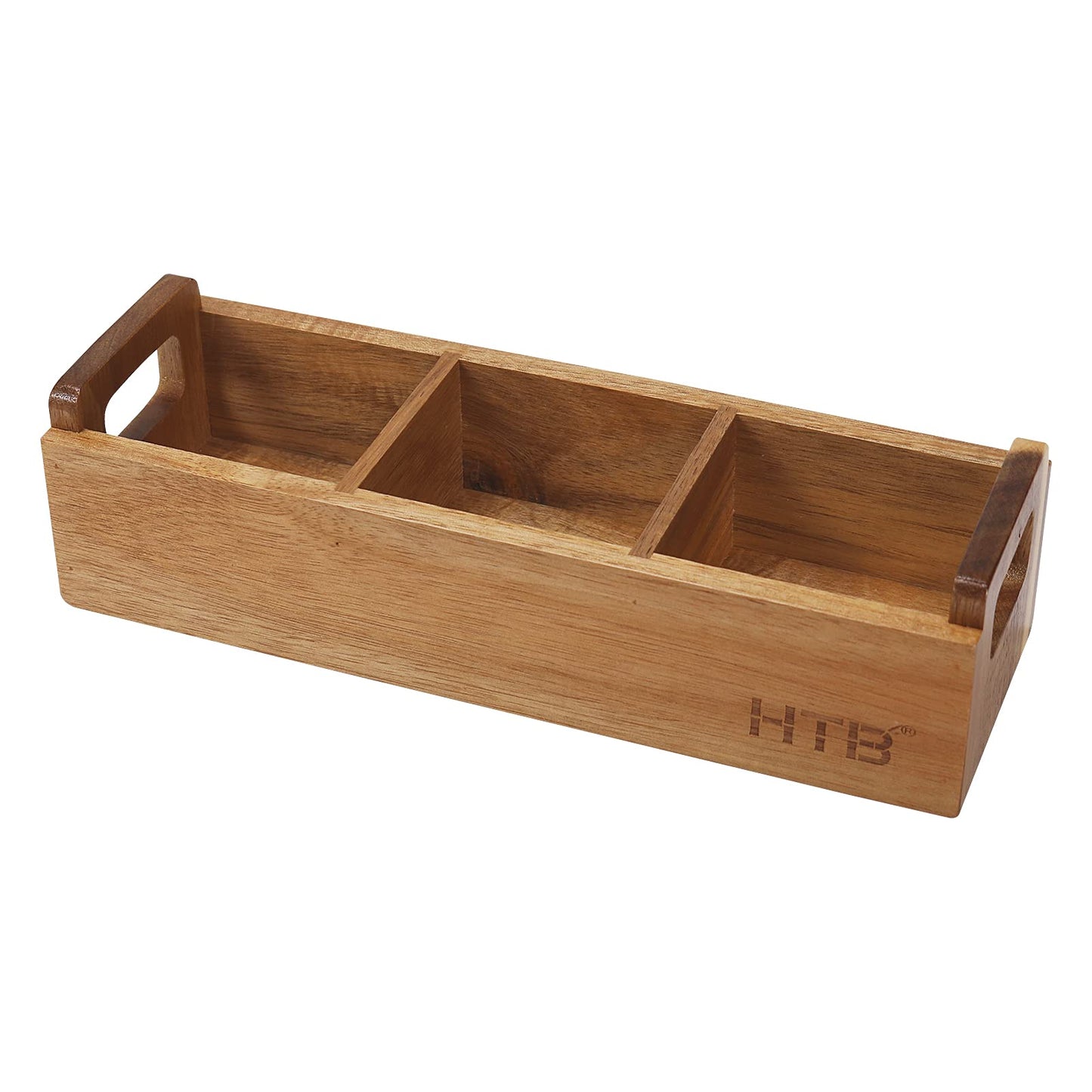Boho Tea Bag Chest with Handle, Acacia Wood, 3 Compartments