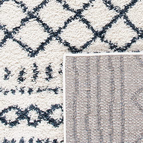 Boho Moroccan Shag Area Rug - 8' x 10', Ivory & Slate, Non-Shedding, Cozy 1.6-inch Pile, Easy Care for High Traffic Areas