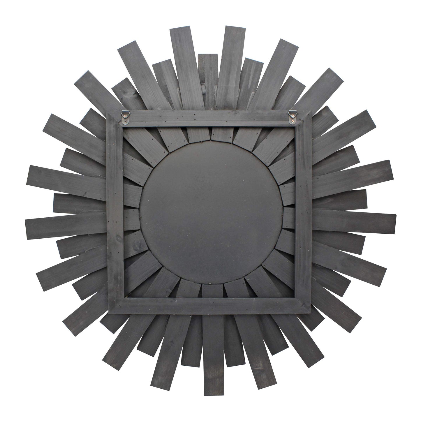 Large Round 32" Wooden Sunburst Wall Mirror with Attached Hanging Bracket - Home Decor