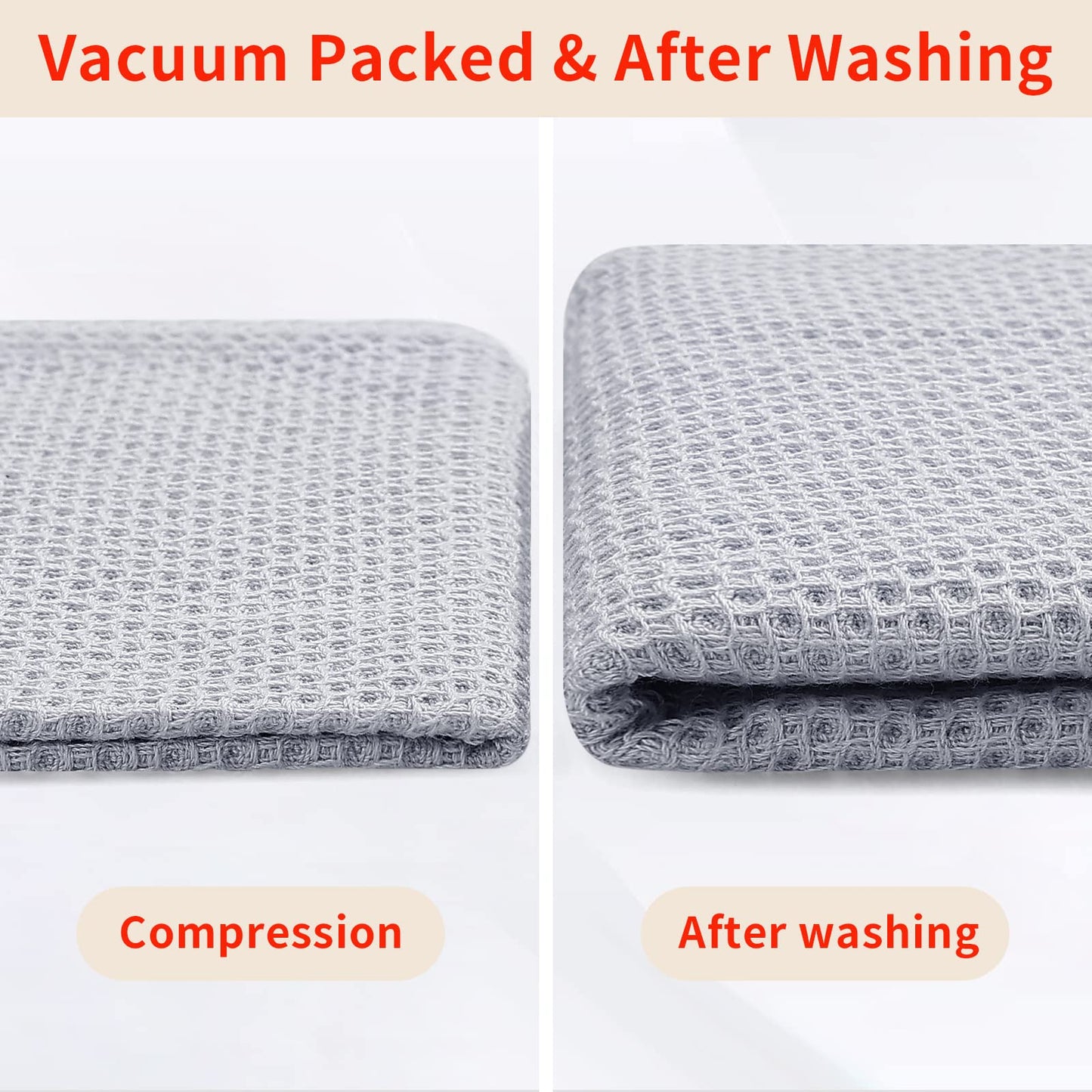 Cotton Kitchen Dish Cloths - Soft & Absorbent, 12x12 Inches, 6-Pack