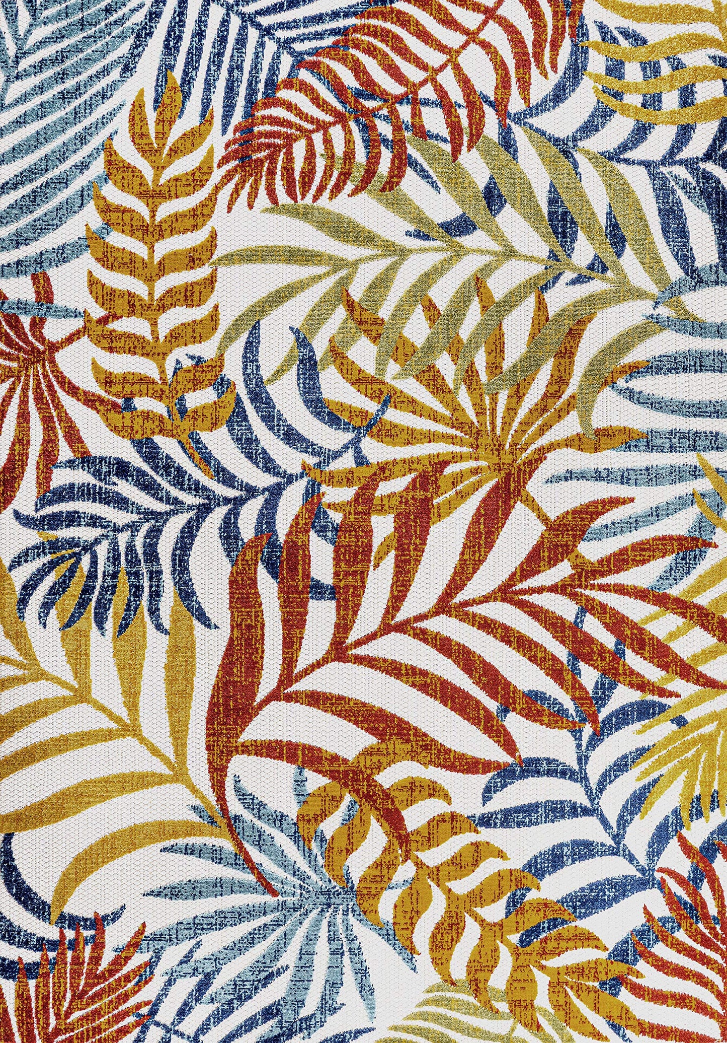8x10 Boho Palm Leaves Indoor/Outdoor Rug - Easy-Clean, Non-Shedding for High Traffic Areas, Cream/Orange