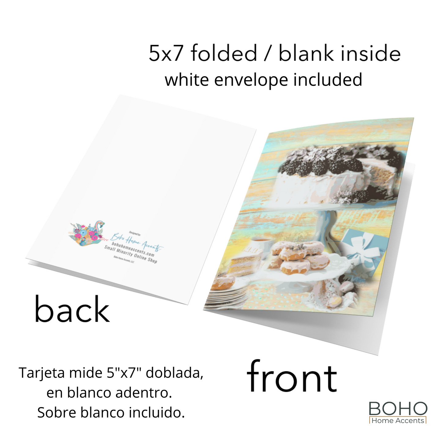 Art Card - Cake and Donuts to celebrate - Birthday Card, All occasions blank note card, 5x7, with envelope | Boho Home Accents