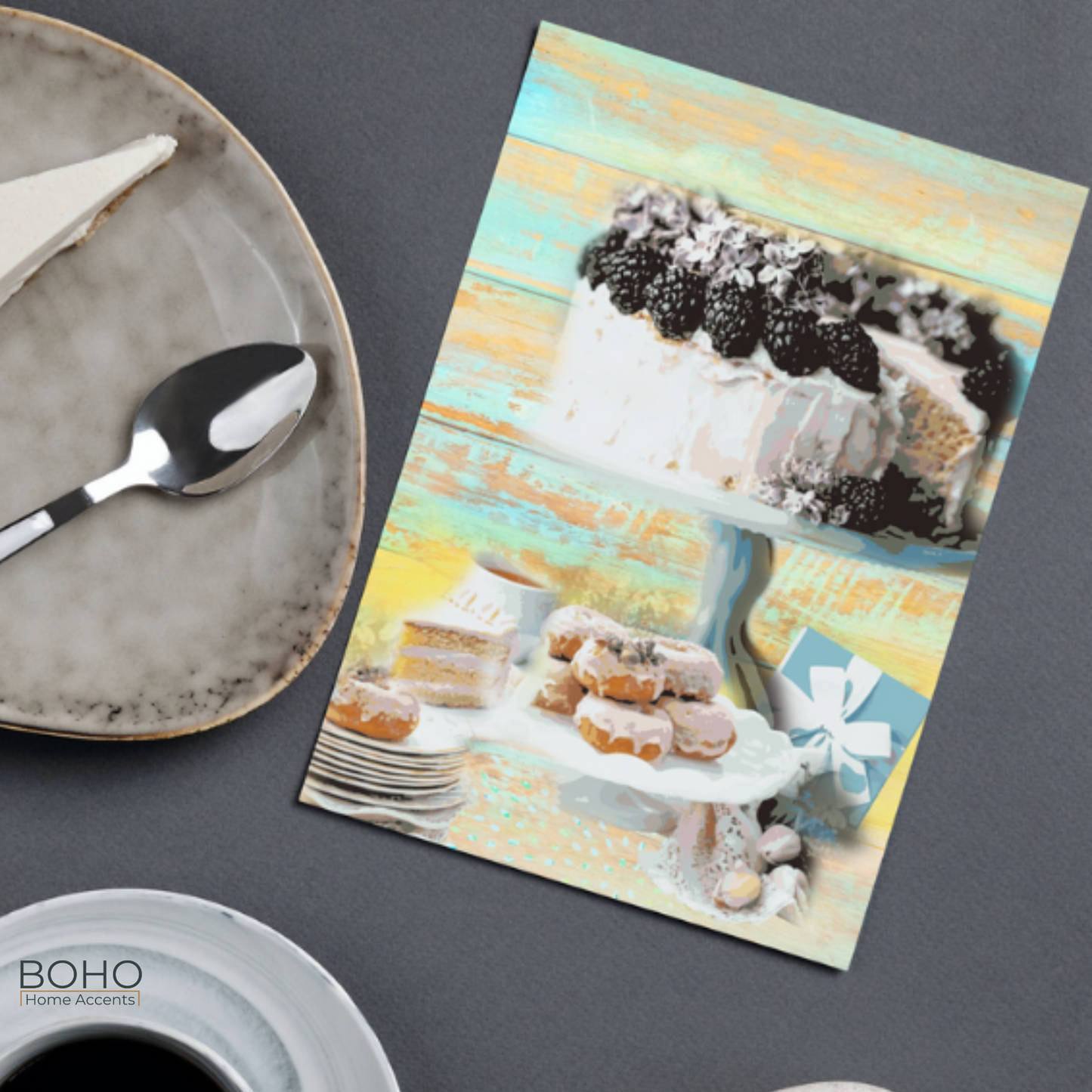 Art Card - Cake and Donuts to celebrate - Birthday Card, All occasions blank note card, 5x7, with envelope | Boho Home Accents