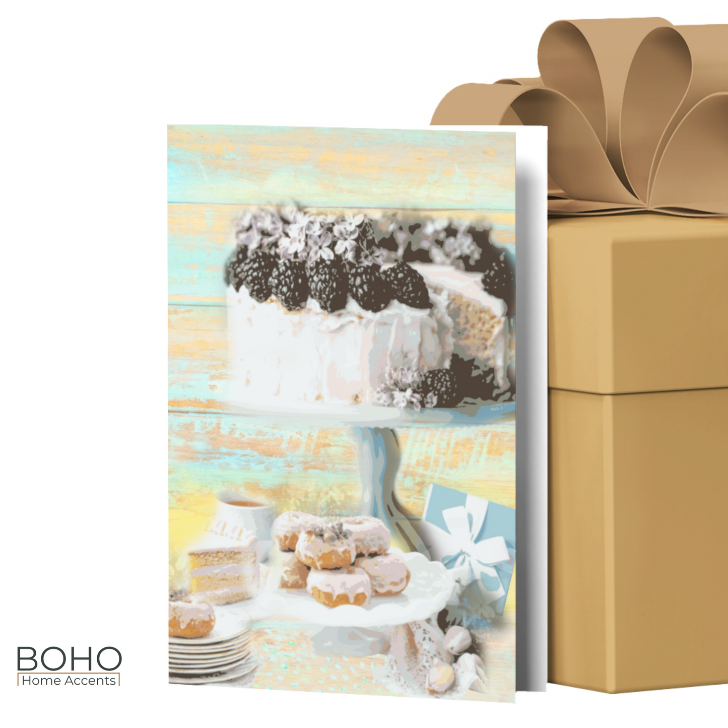 Art Card - Cake and Donuts to celebrate - Birthday Card, All occasions blank note card, 5x7, with envelope | Boho Home Accents